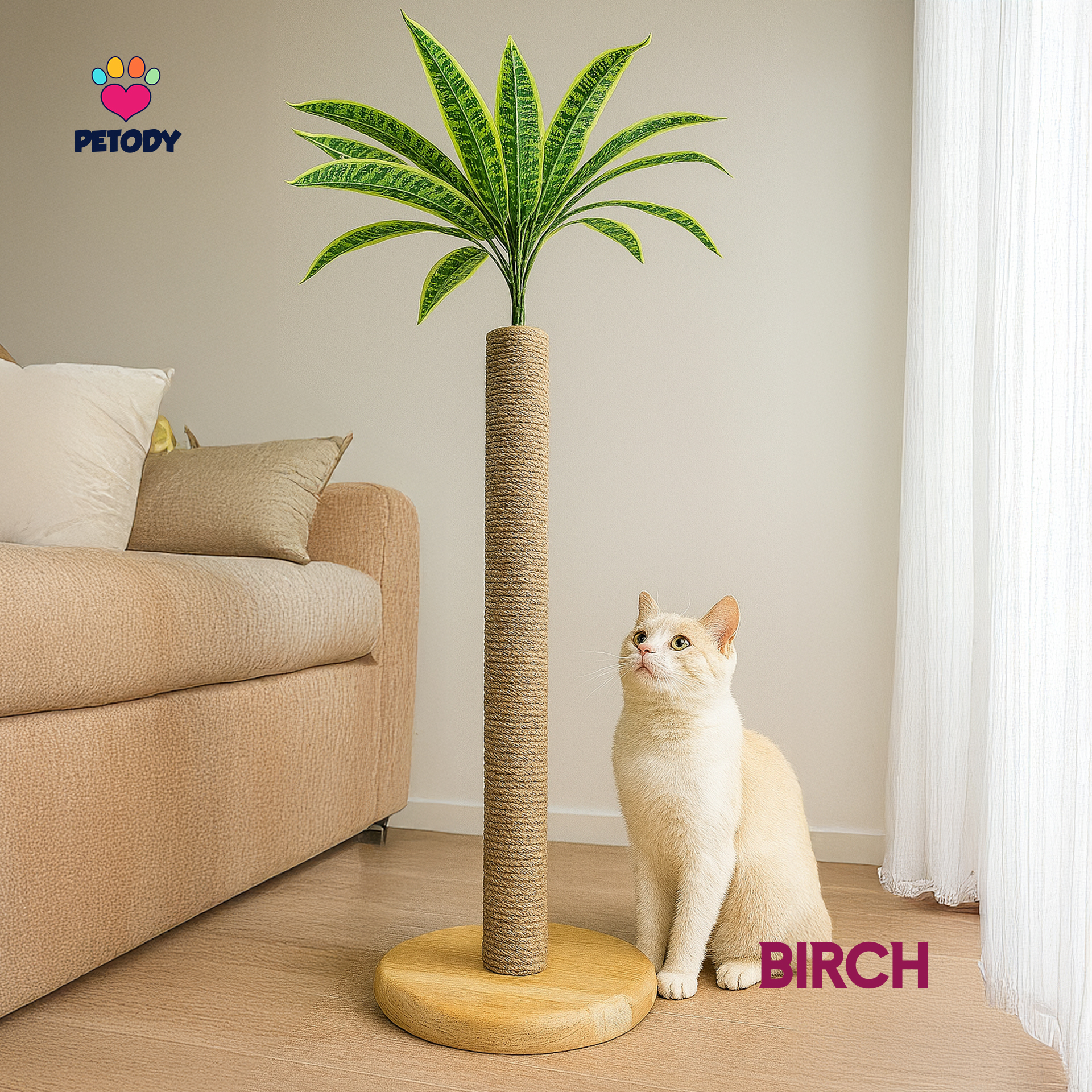 Petody- Birch Wooden Cat Scratching Tree