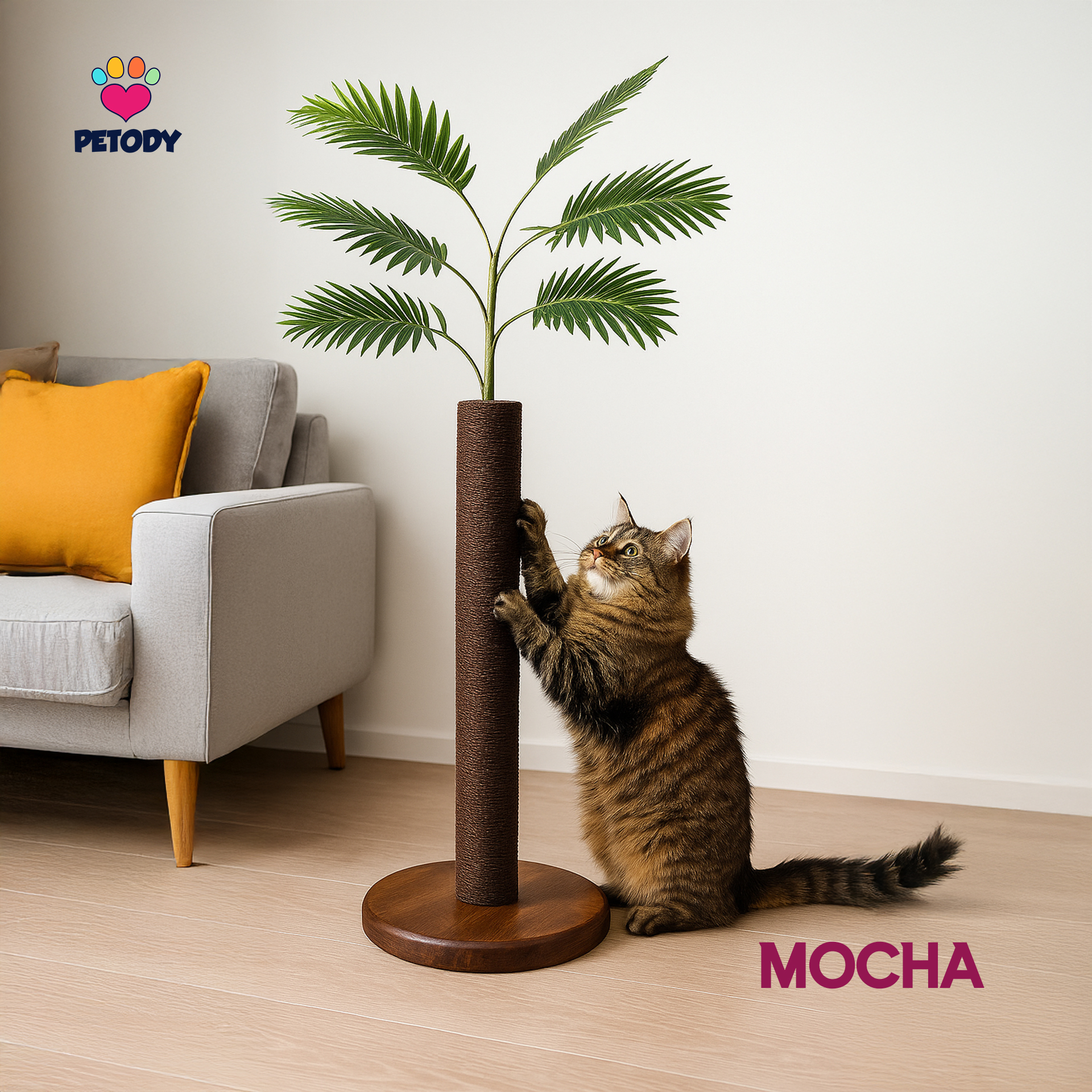  Petody - Mocha Wooden Cat Scratching Post